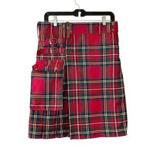 Utility Kilt Men's Size 33-34 Scottish Red Canvas Cargo Pockets Wrap UT Kilts
